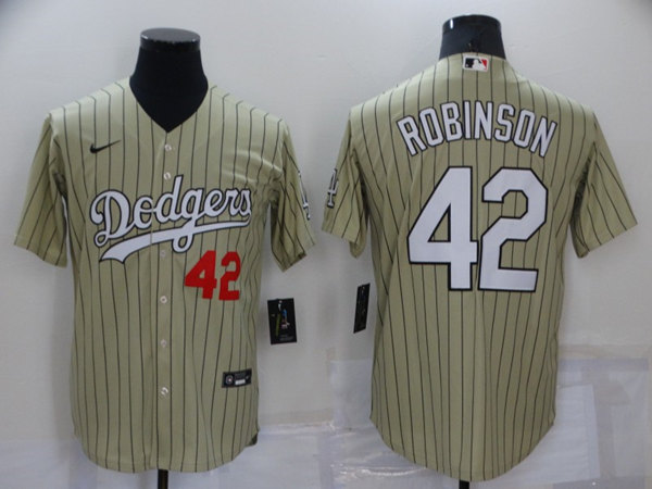 Men's Los Angeles Dodgers #42 Jackie Robinson Cream Cool Base Stitched Jersey